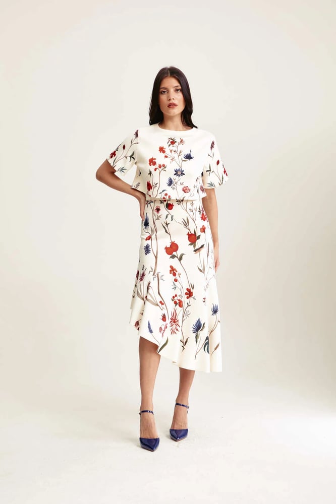 A skirt with an asymmetric cut.