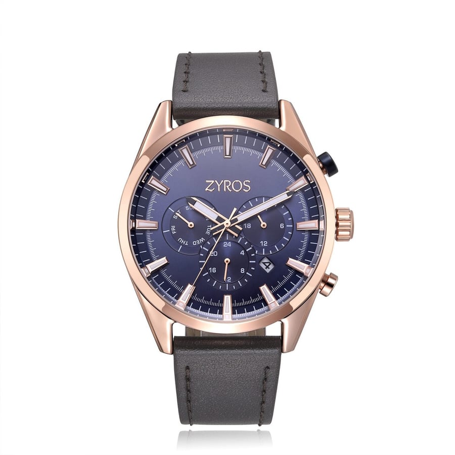 Men's leather watch in brown color