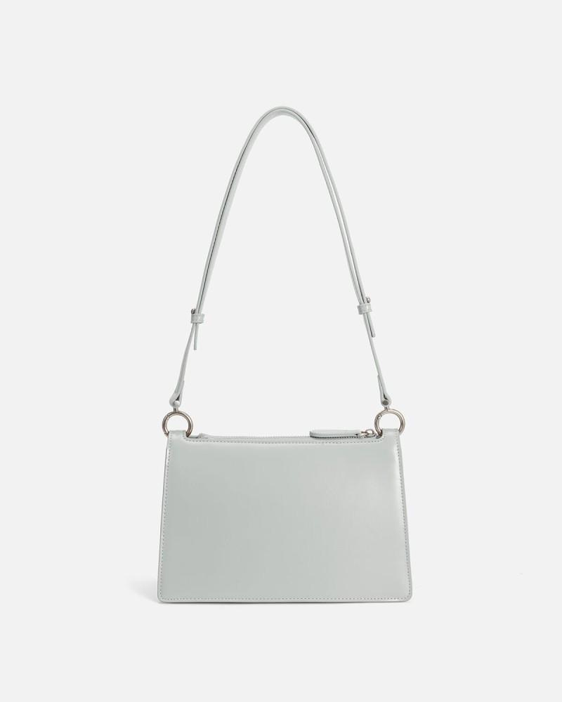 Women's bag made of leather in light blue color