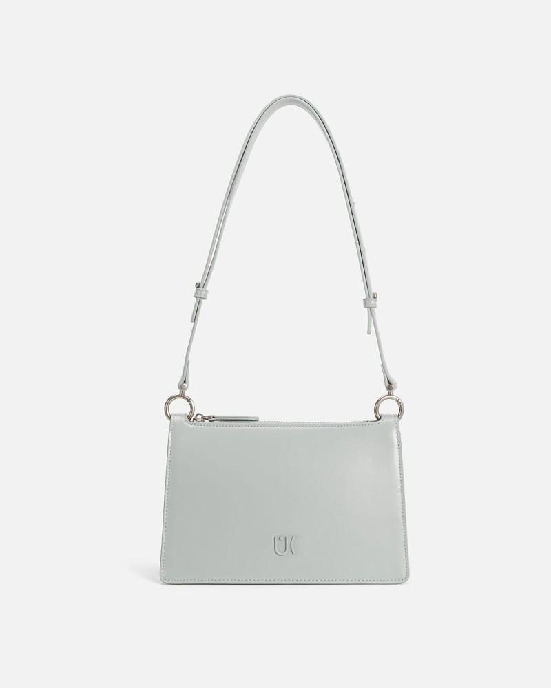 Women's bag made of leather in light blue color