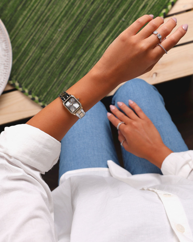 Women's watch Aliter with steel strap in gold and silver color | TOS010L061106