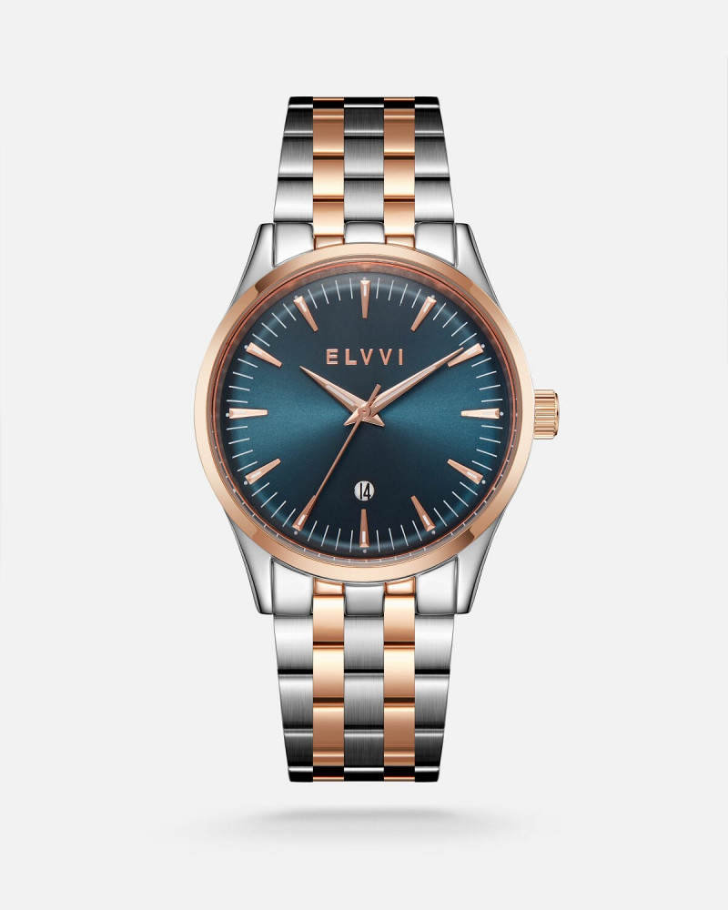 Men's watch Elvi with steel strap in silver and rose gold color | LAS030M380538