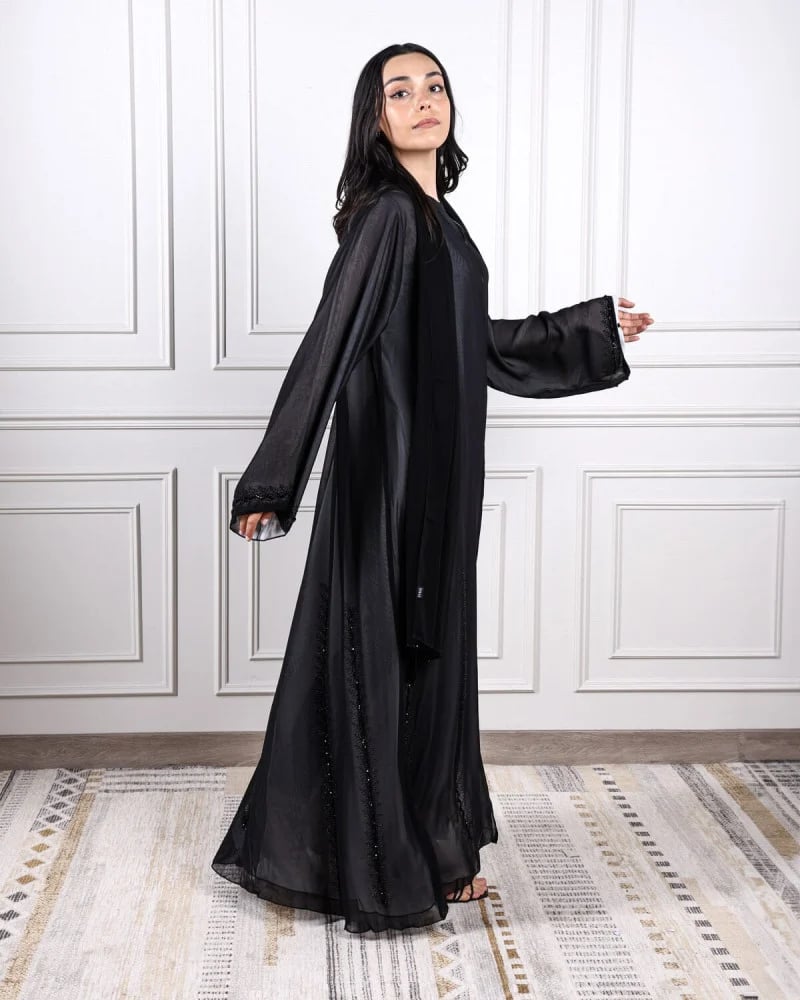 Women's abaya Zairos satin black color
