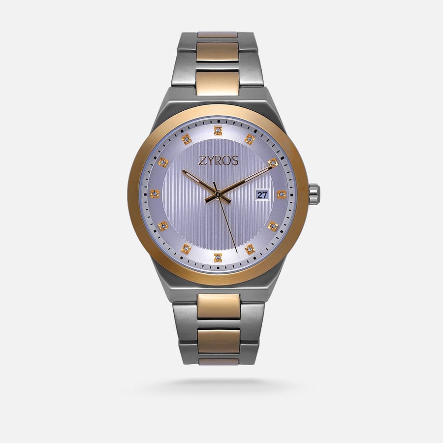 Zairos men's traditional watch in steel with gold and silver colors and an elegant white dial, featuring a touch of classic elegance | ZAS112M061106