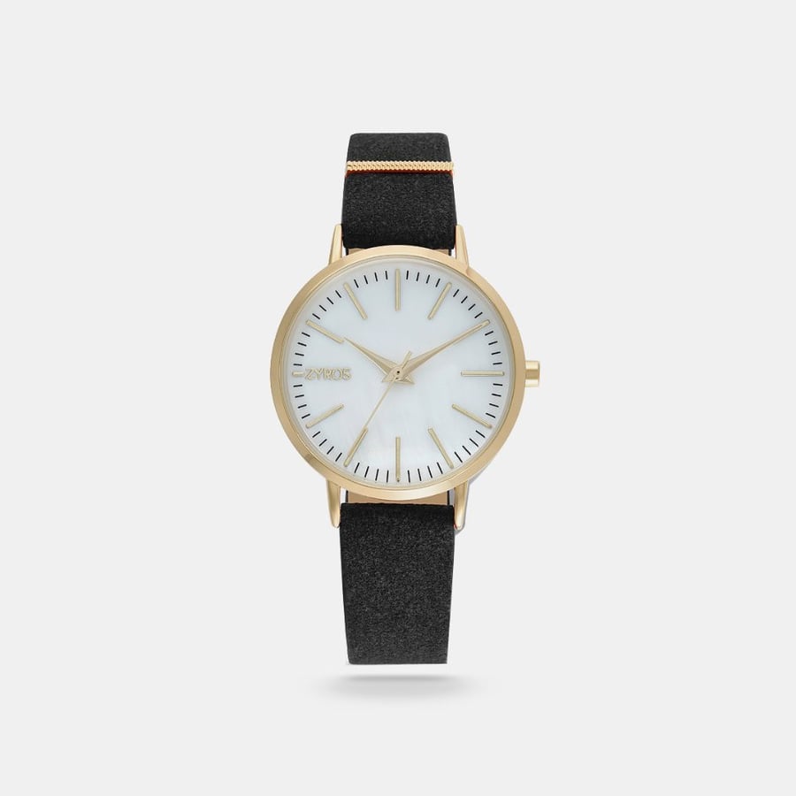 ساعة زايروس النسائية بسوار من الجلد باللون الأسود | ZAV004L010229