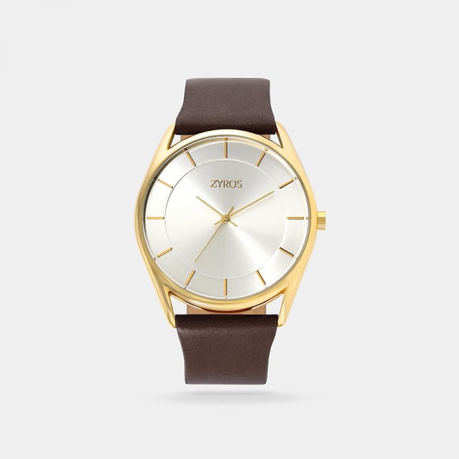 Men's Zyrus watch made of leather in elegant brown color | ZAL010M010711