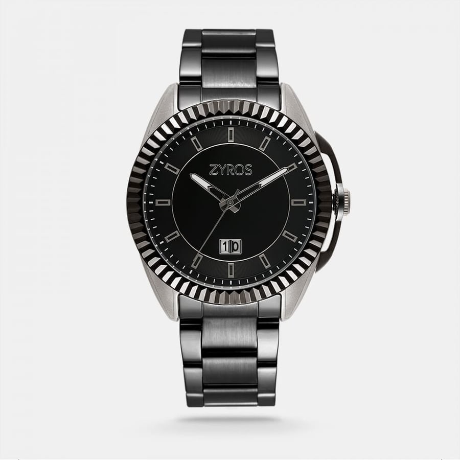 Men's classic steel watch in black color
