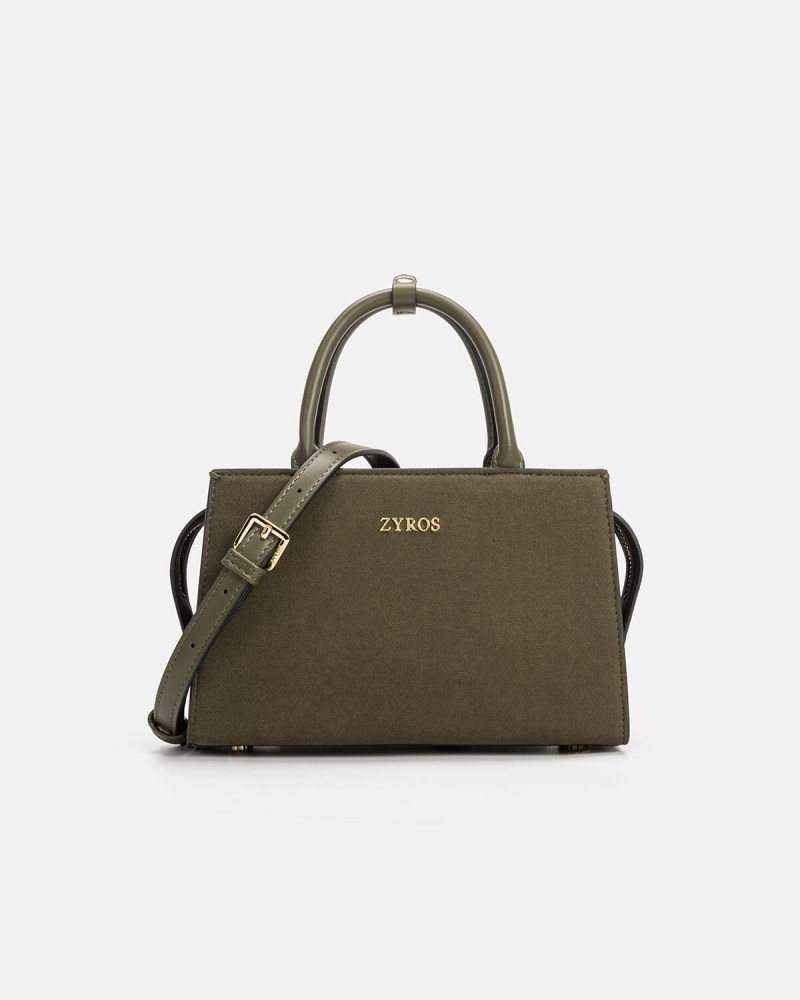 Women's bag made of leather in olive color