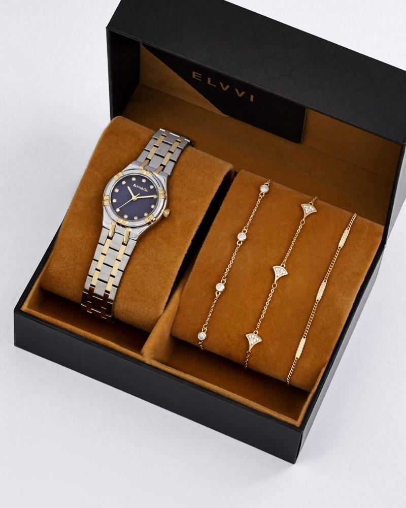 A distinguished women's gift, a watch and bracelets, Elle and Co
