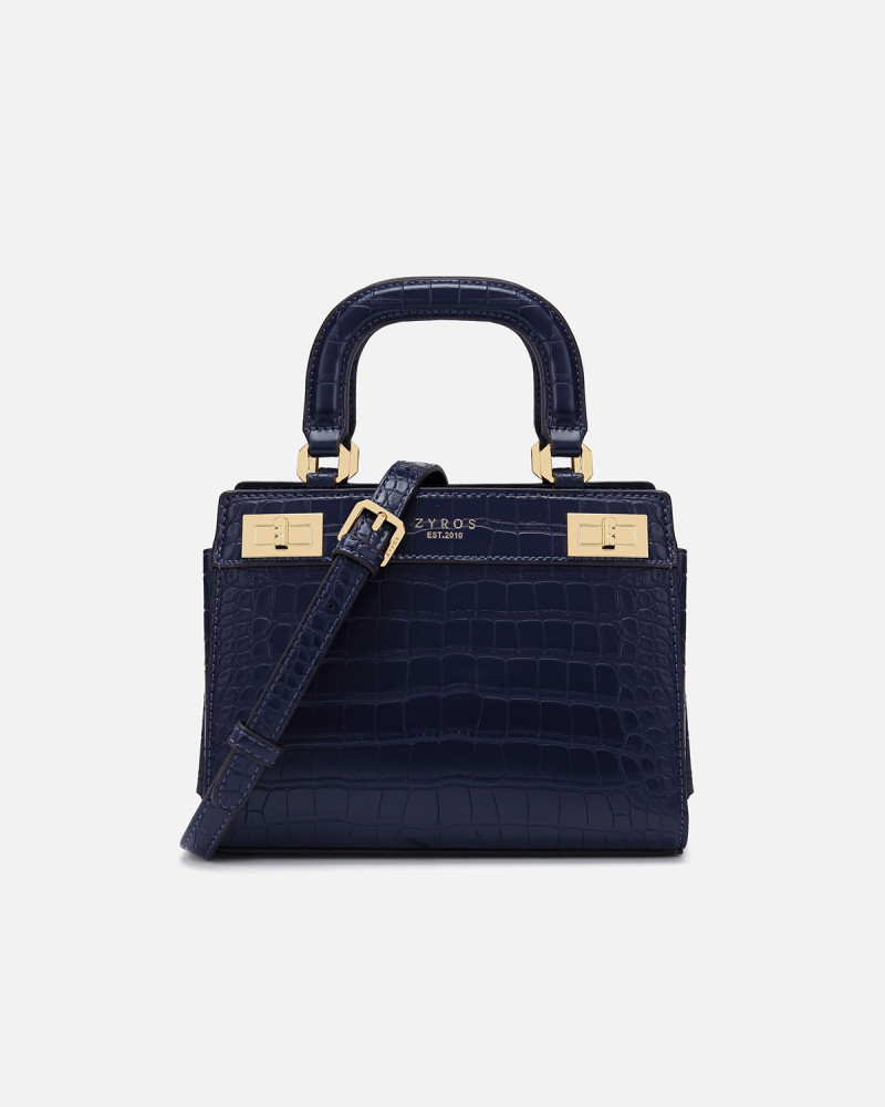 Elegant women's bag made of leather in navy blue | ZLH683L0501