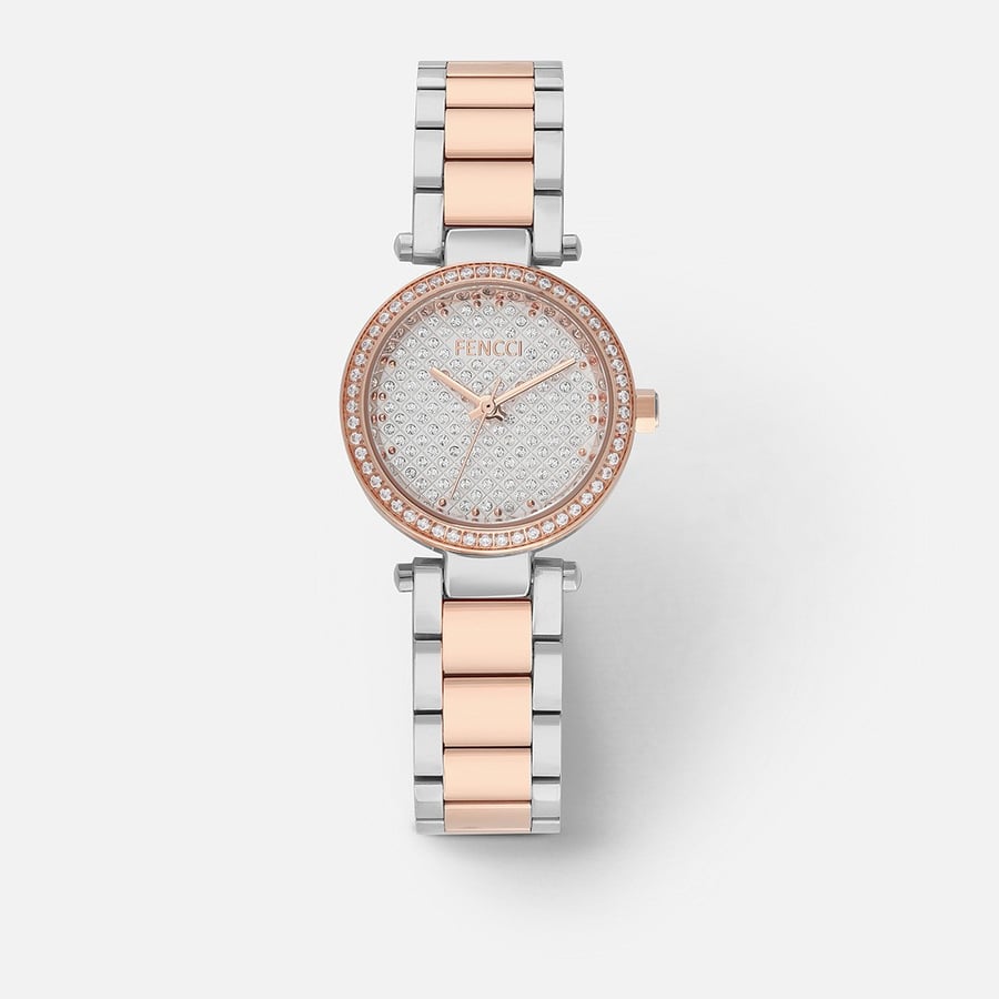 Women's watch with steel strap in rose gold and silver colors | FOS002L282811