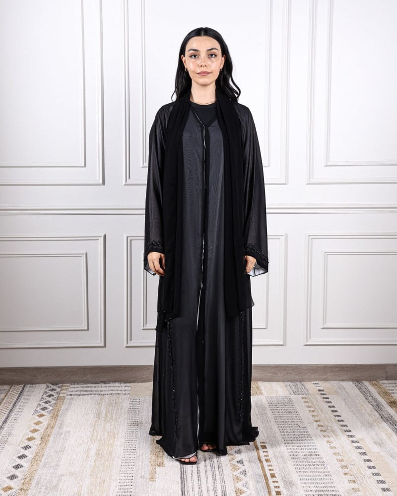 Women's abaya Zairos satin black color