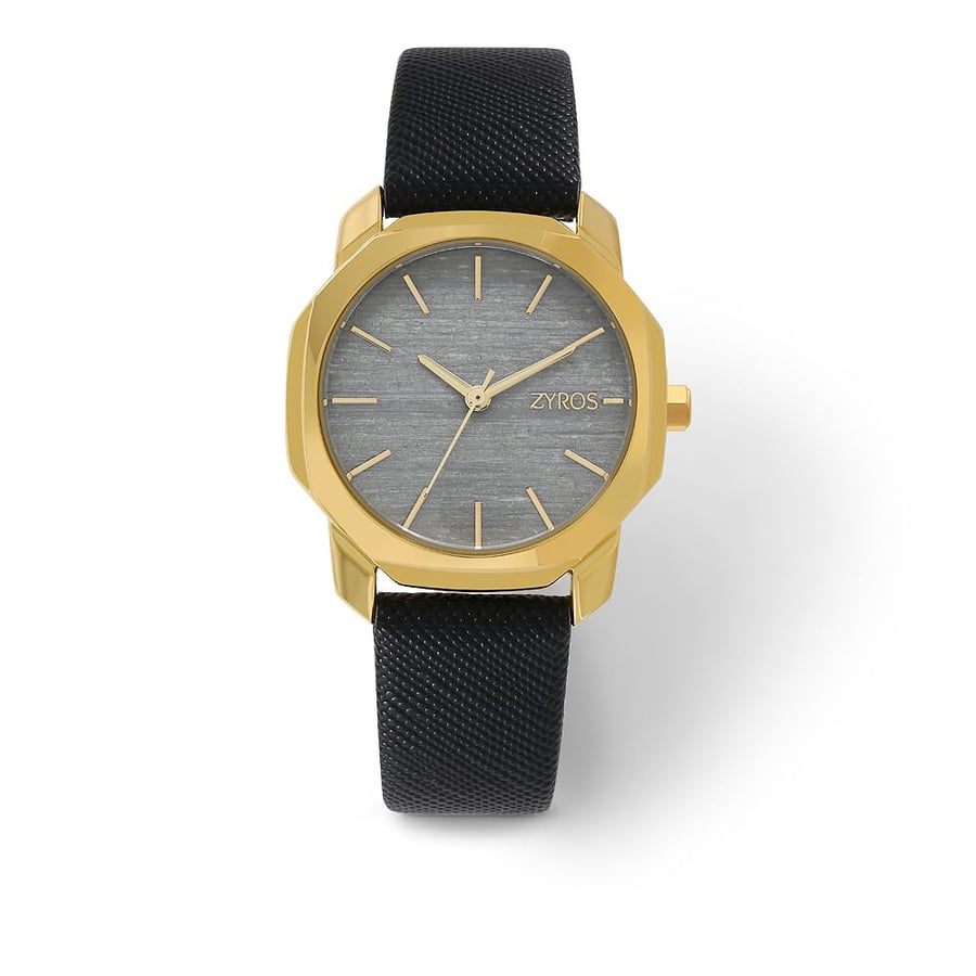 Zyrus women's watch with a prominent black leather strap | ZAU002L010204