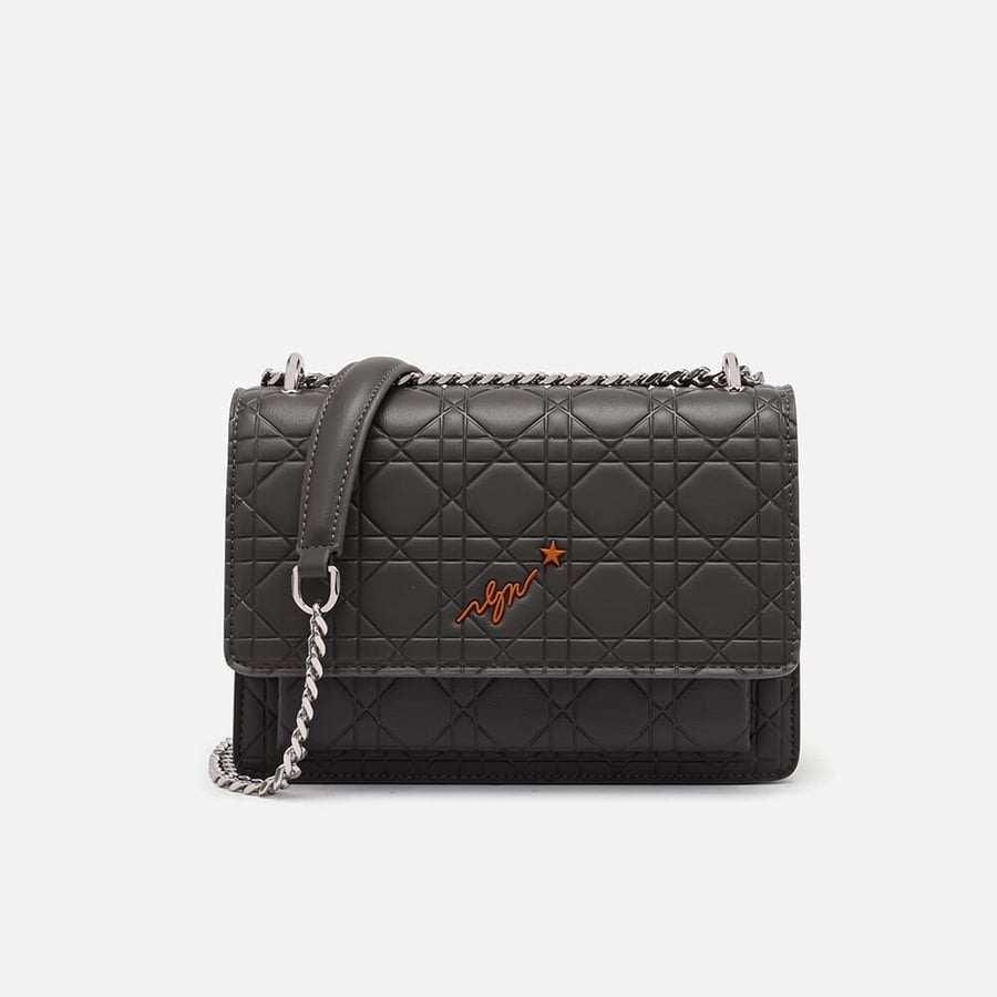 Women's bag made of leather in gray color