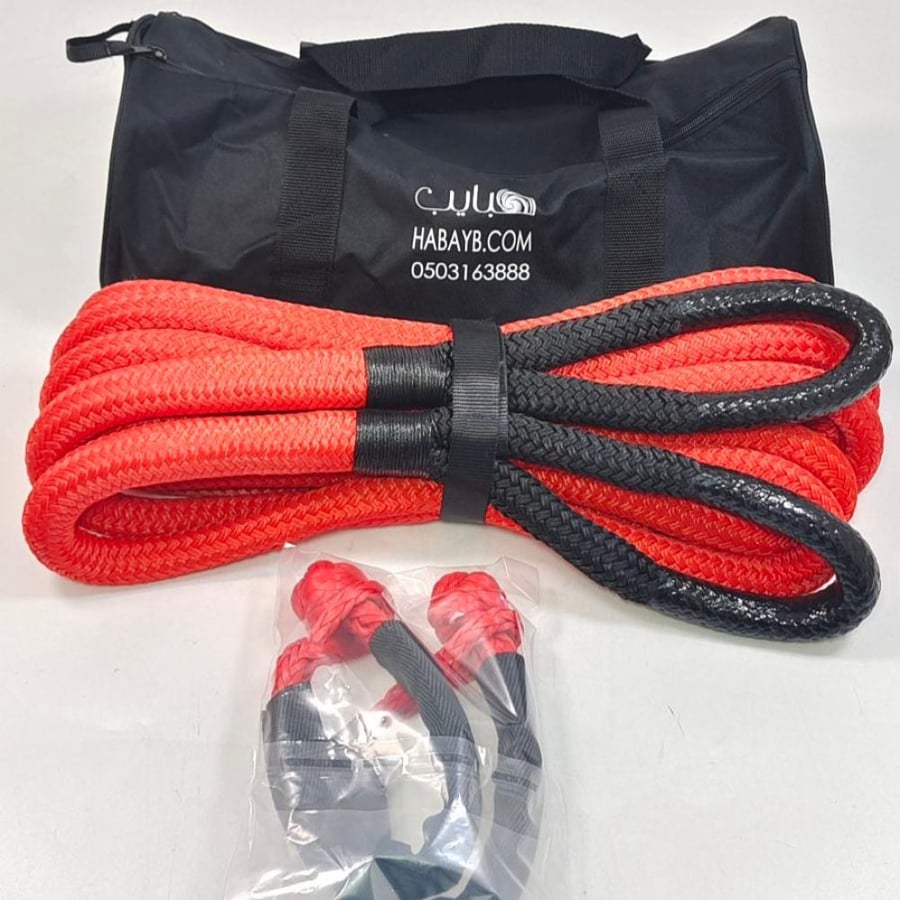 حبل سحب مطاطي 6 متر  طن مع حلقتين  شنطة  ازرق