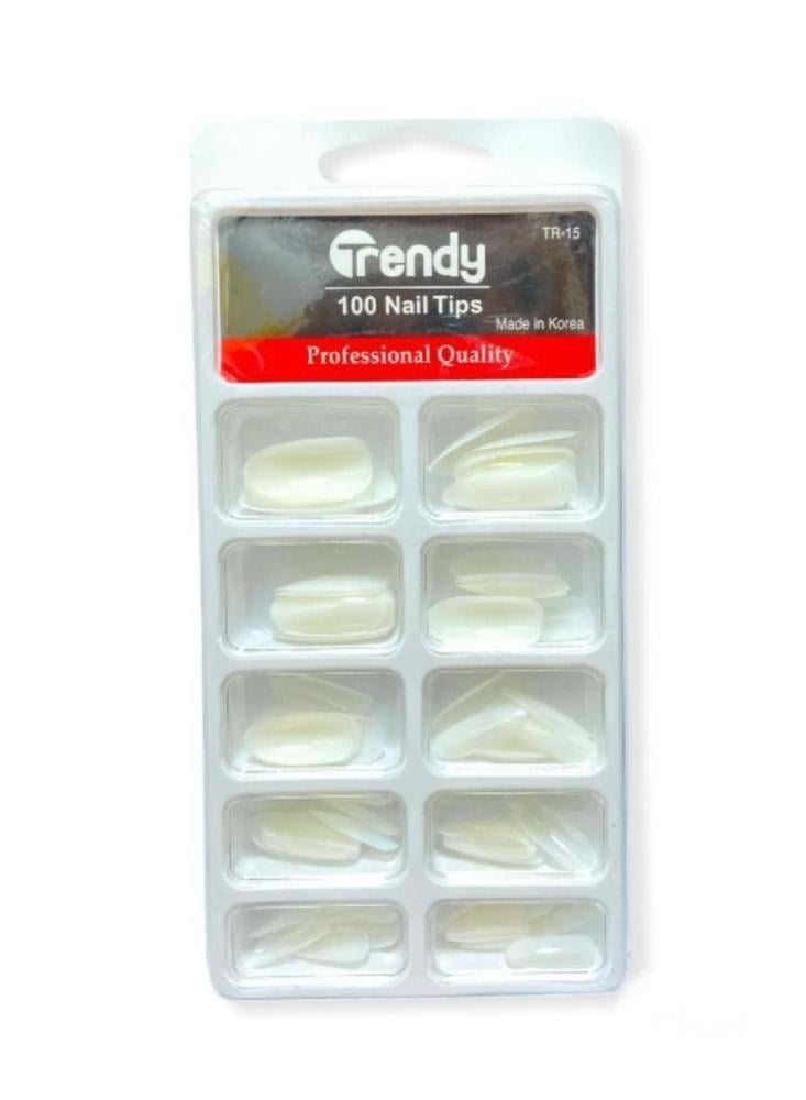 مجموعة اظافر اصطناعية 100 حبه ابيض قابل للطلاء طقم اظافر TR-15