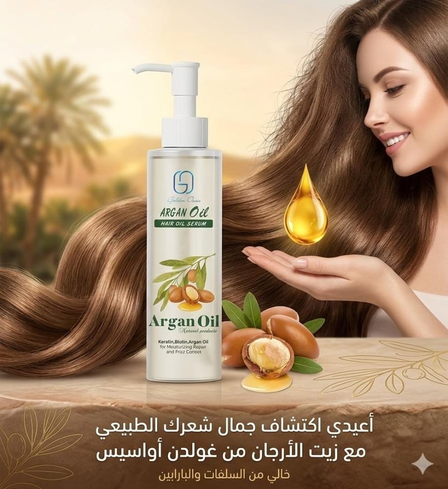 جولدن أوسيس سيروم زيت الأرغان الطبيعي لإصلاح وترطيب الشعر - 100 مل
