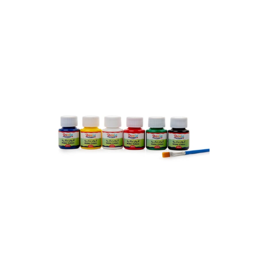 Watercolors, 25 ml box, 6 colors with brush, Dunia