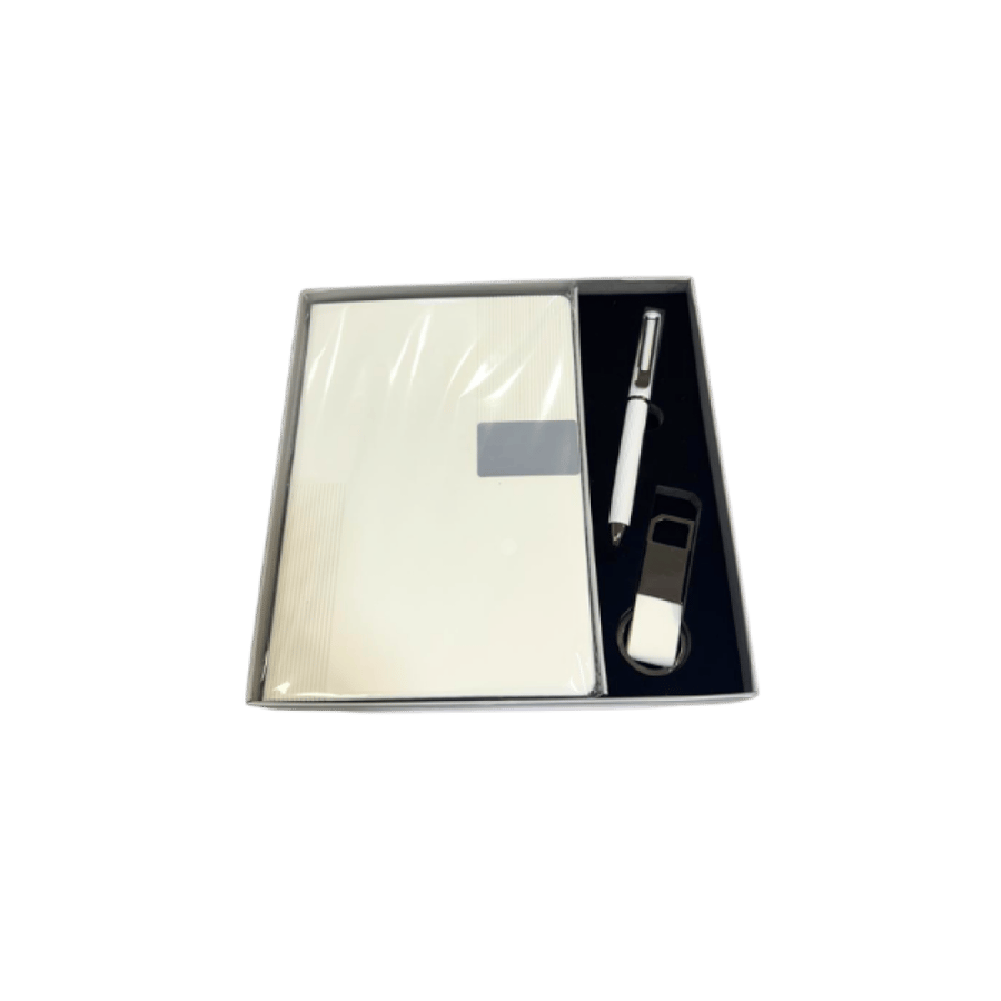 White Notepad set with pen and keychain SBC-19050-284