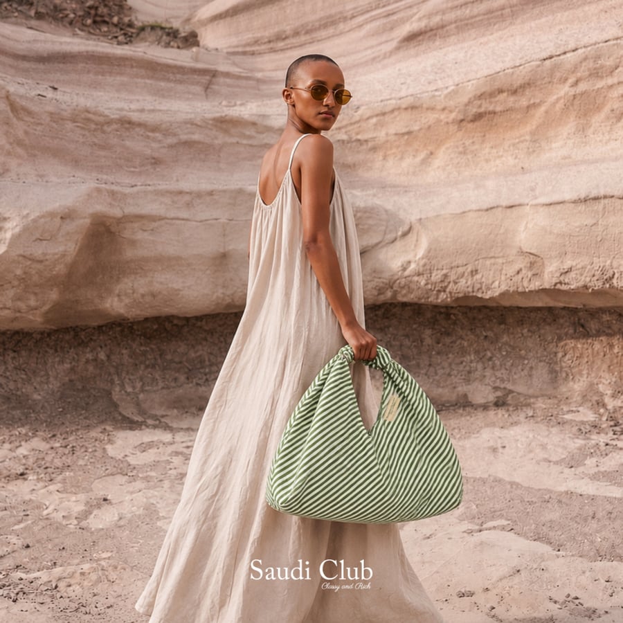 SAUDI CLUB STRIPED KNOT BAG – GREEN