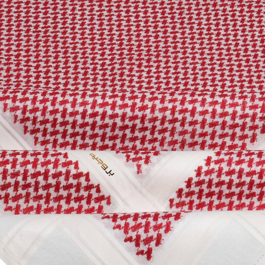 شماغ بروجيه خطوط بيج – موديل رقم 2