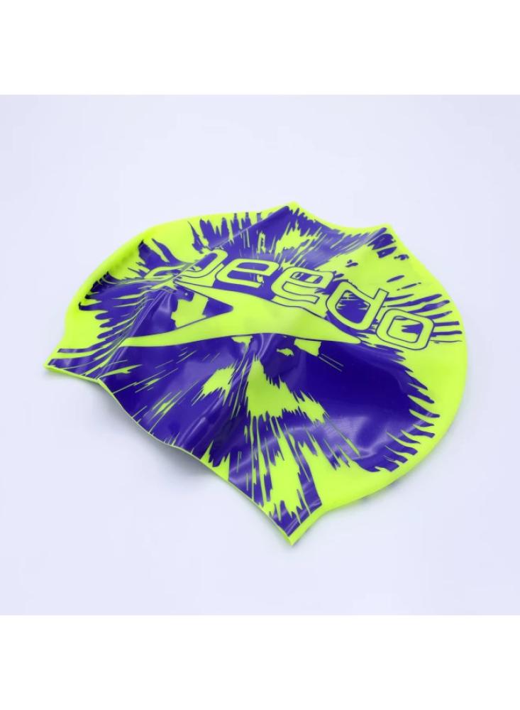 Speedo swimming cap with logo print - yellow and blue