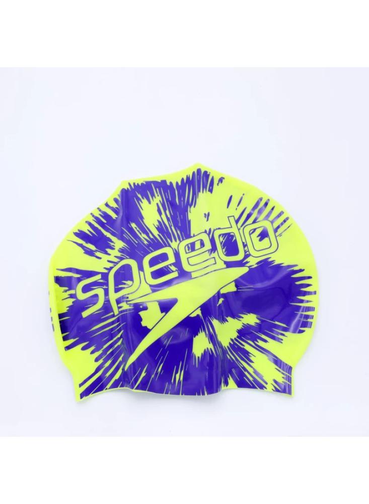 Speedo swimming cap with logo print - yellow and blue