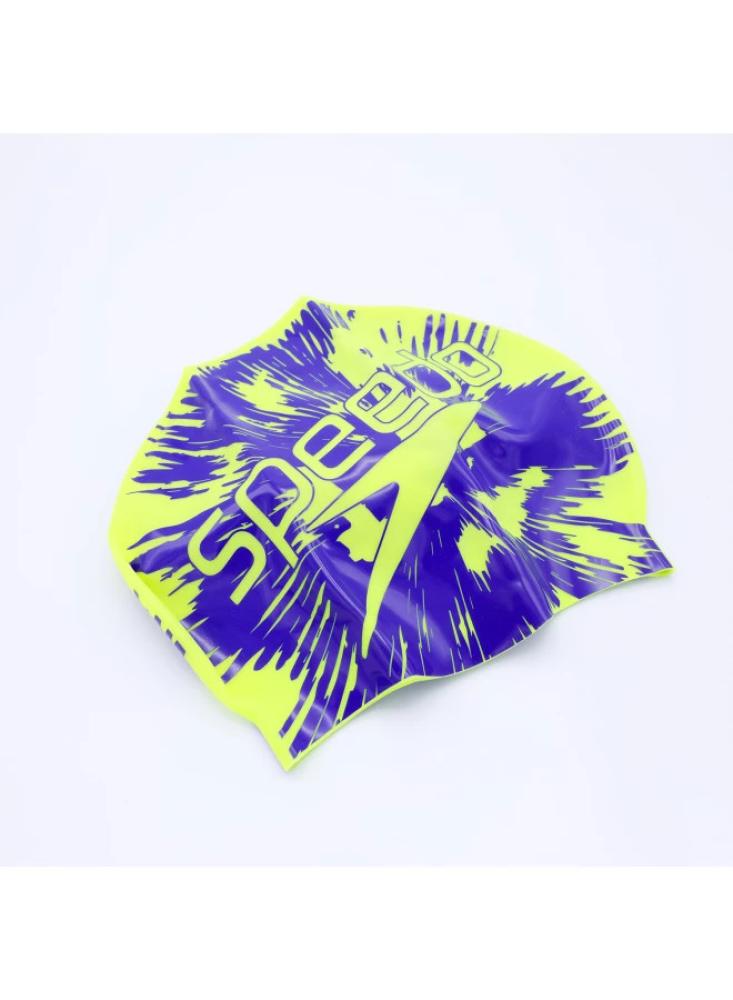 Speedo swimming cap with logo print - yellow and blue