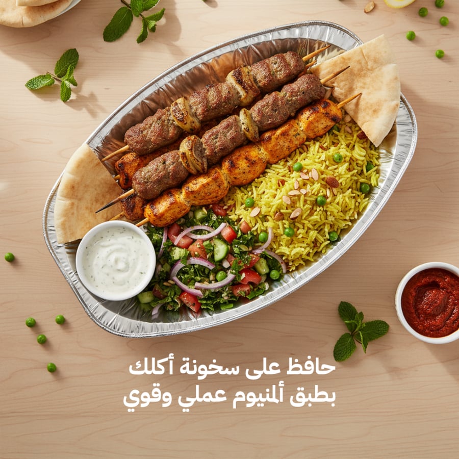 طبق ألمنيوم مستطيل 3009 لامينا للتغليف