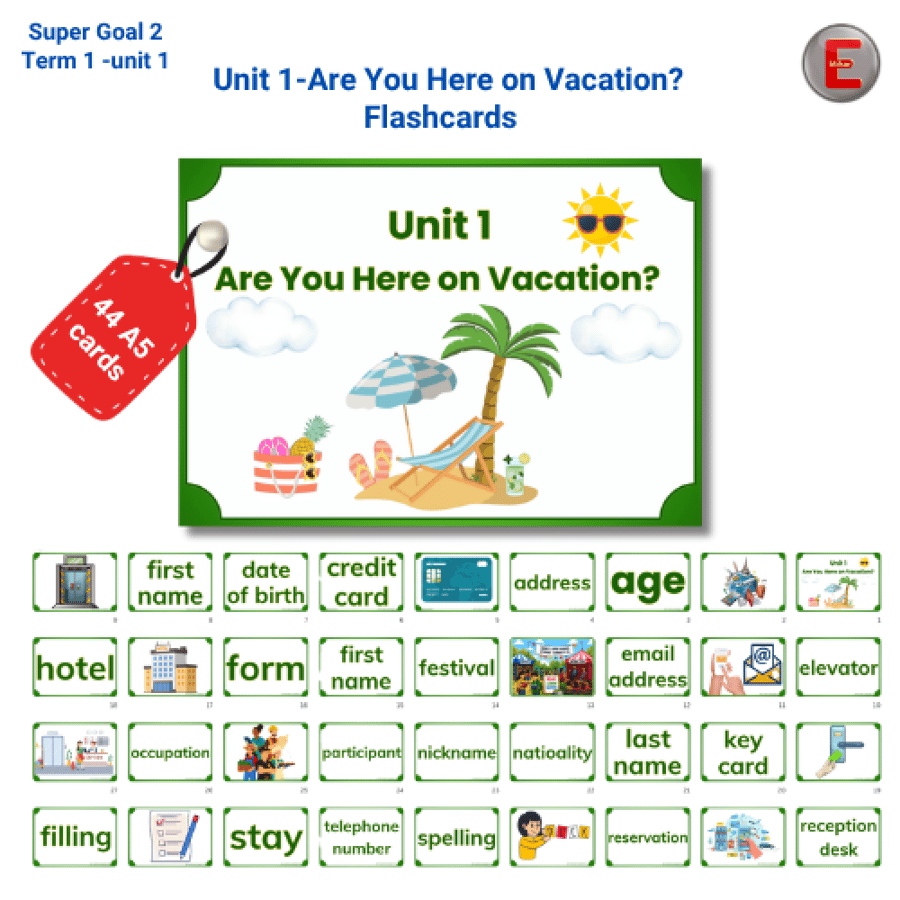 Unit 1-Are You Here on Vacation?  Flashcards