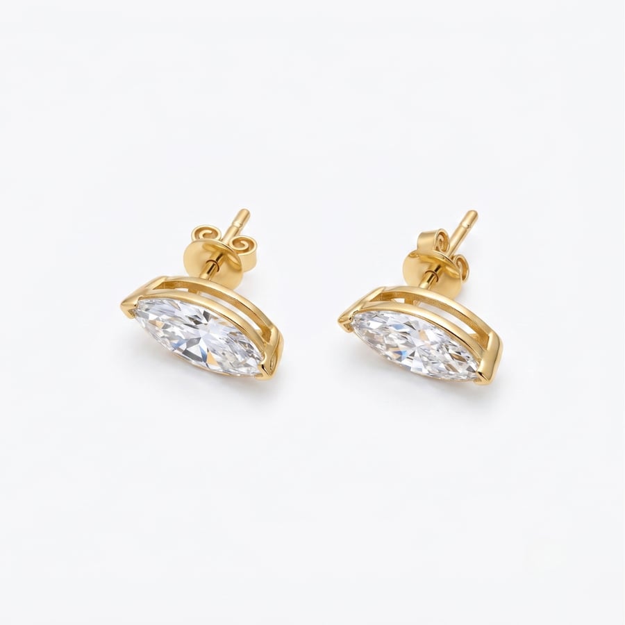 Marquise Solitaire Earrings - 2 Carat Walnut