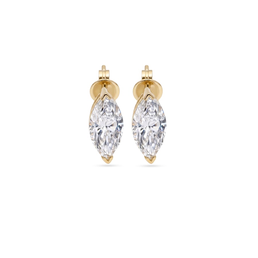 Marquise Solitaire Earrings - 2 Carat Walnut