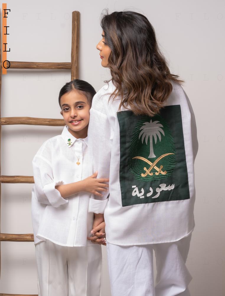 قميص كتان كم طويل بصمة (سكري)