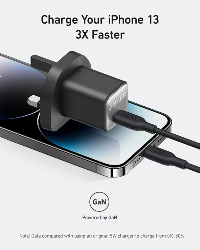 شاحن جداري نانو أنكر بقوة 30 واط بمنفذ USB-C - أسود