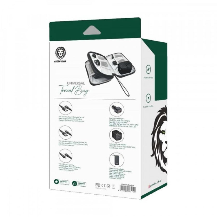 شواحن حقيبة السفر من جرين 6 في 1 Green Lion Combo Pack Universal Travel Bag