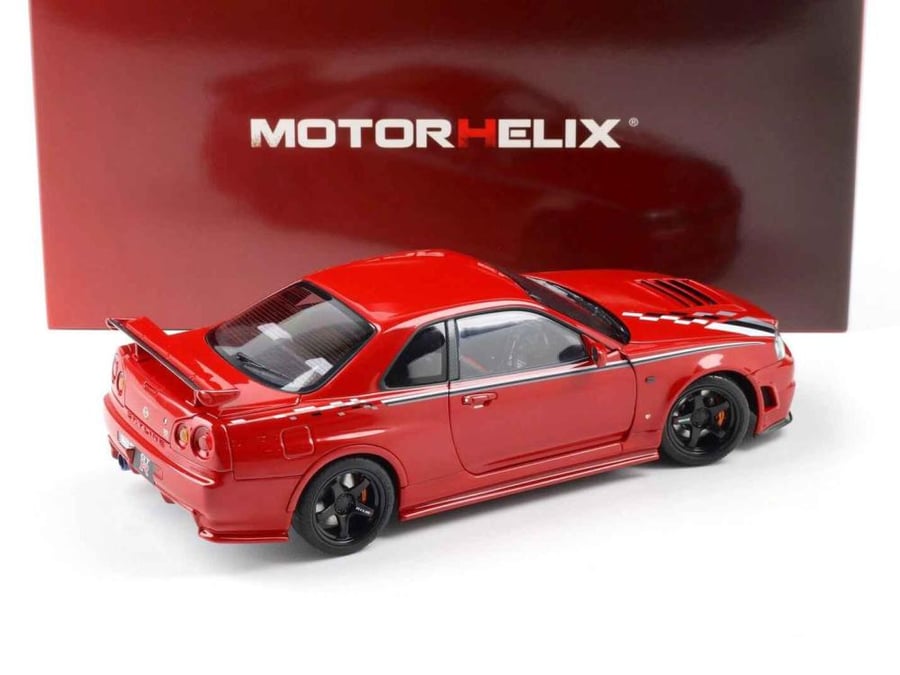 Nissan Skyline GT-R (R34) Customized Version Active Red with Livery 1:18 MotorHelix M83426 LIMITED 499 PCS