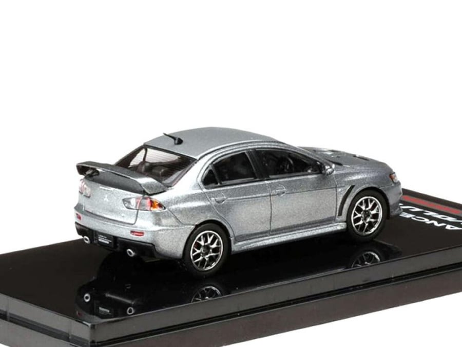Mitsubishi Lancer Evolution X Final Edition w/ Engine Display Model Titanium Gray Metallic 1:64 Hobby Japan HJ642053AGM