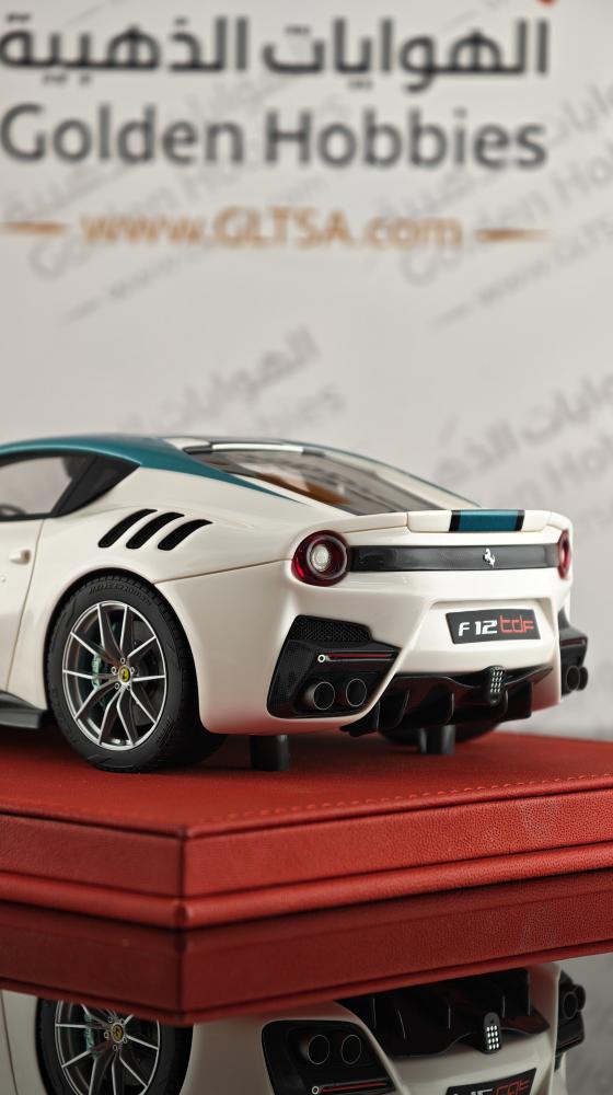 Ferrari F12 TDF Pearl White with Green Roof and Stripe 1:18 FC Models LIMITED 20 PCS