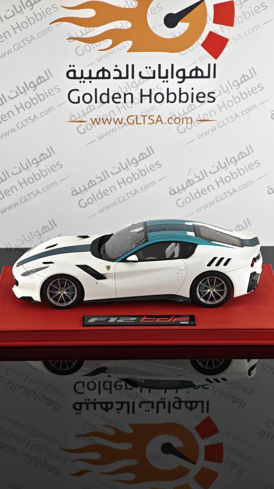 Ferrari F12 TDF Pearl White with Green Roof and Stripe 1:18 FC Models LIMITED 20 PCS