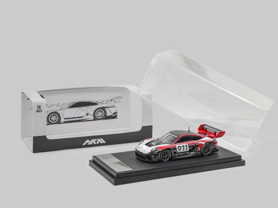 Porsche 911 (992) GT3 R Rennsport Red White 1:64 HKM Models