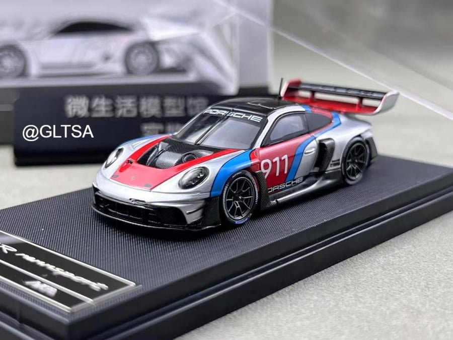Porsche 911 (992) GT3 R Rennsport Silver 1:64 HKM Models