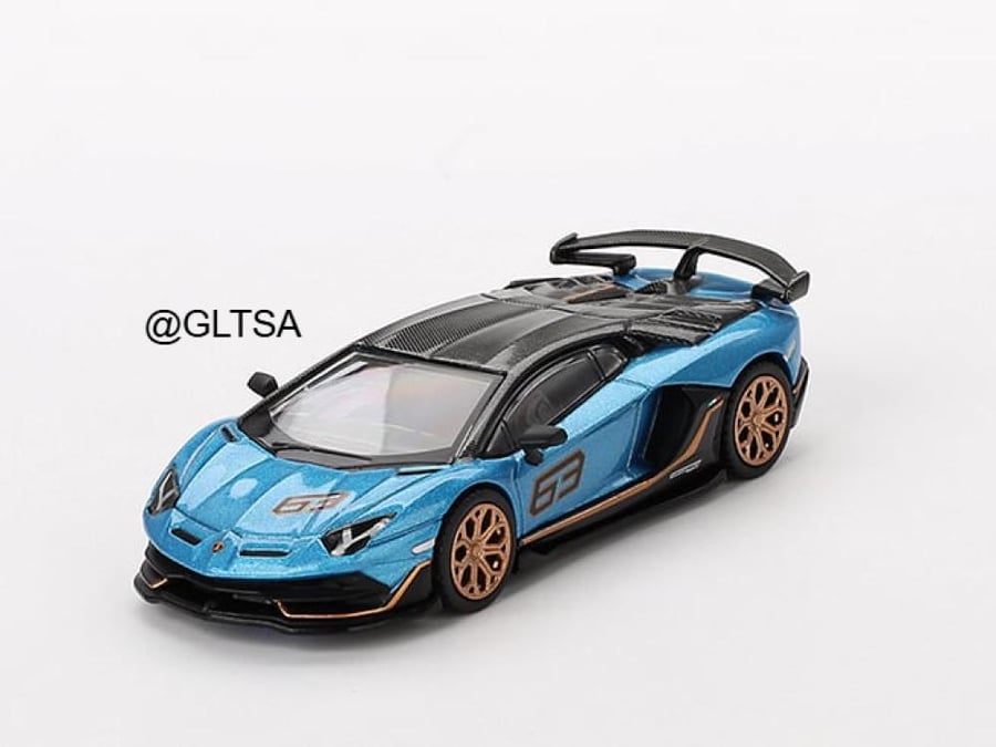 Lamborghini Aventador SVJ 63 Blu Aegir 1:64 MINI GT MGT00784-BL
