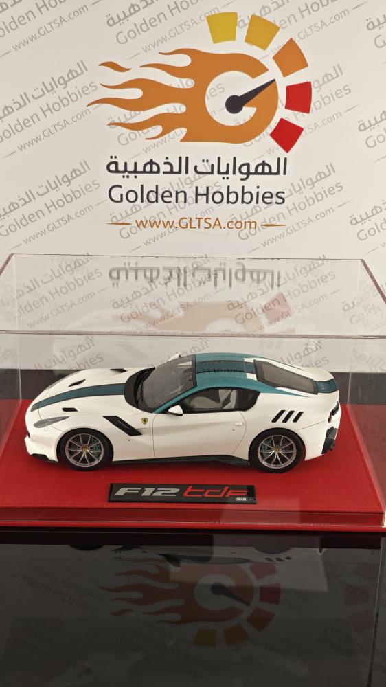 Ferrari F12 TDF Pearl White with Green Roof and Stripe 1:18 FC Models LIMITED 20 PCS