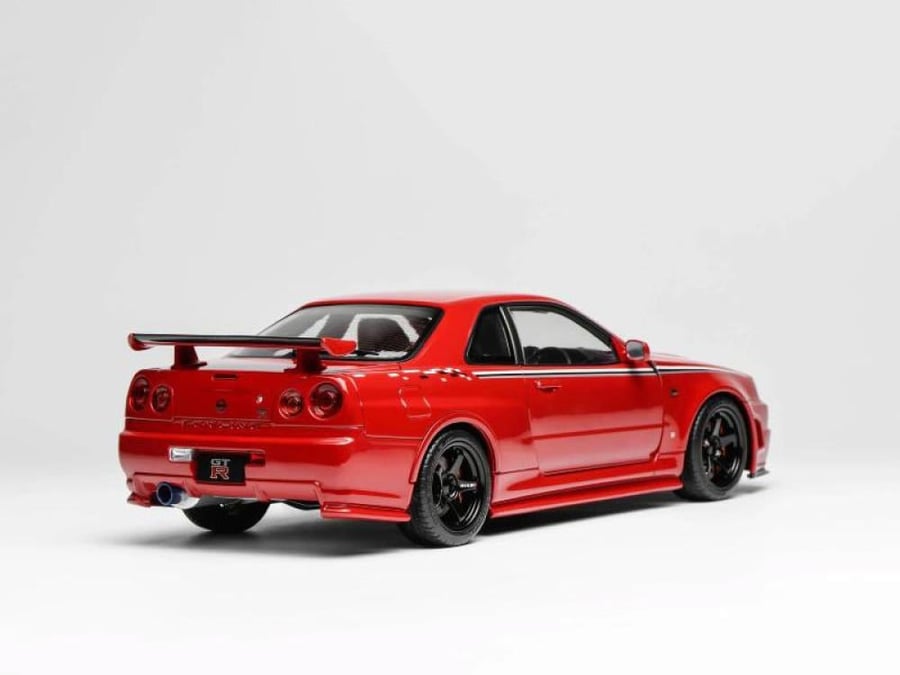 Nissan Skyline GT-R (R34) Customized Version Active Red with Livery 1:18 MotorHelix M83426 LIMITED 499 PCS