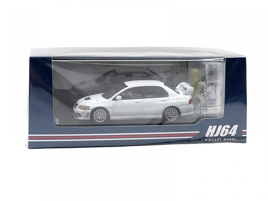 Mitsubishi Lancer GSR Evolution VII with Engine Display Model Scoria White 1:64 Hobby Japan HJ641054W
