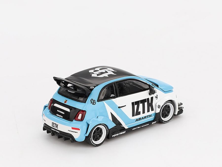 Abarth 595 LB-WORKS x Abas Works IZTK Blue White 1:64 MINI GT MGT01051-CH