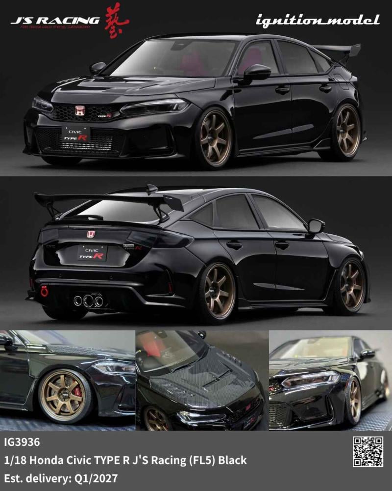 Honda Civic Type-R J'S Racing (FL5) Black 1:18 Ignition Model IG3936