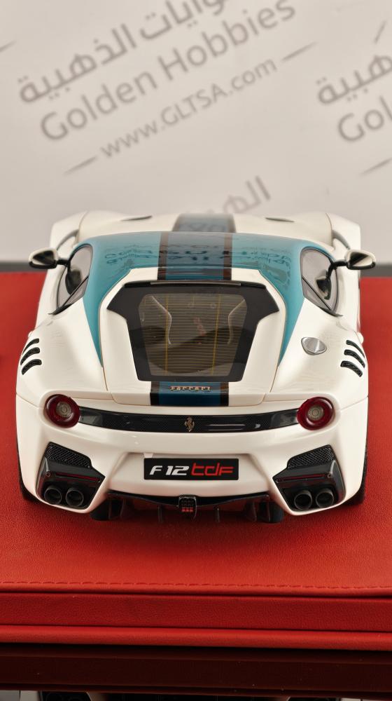 Ferrari F12 TDF Pearl White with Green Roof and Stripe 1:18 FC Models LIMITED 20 PCS