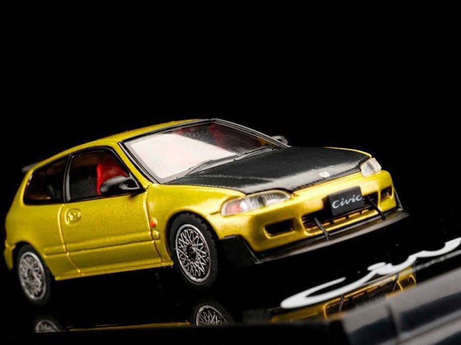 Honda Civic (EG6) JDM Style Mesh Wheel Yellow Metallic 1:64 Hobby Japan HJ641017FY