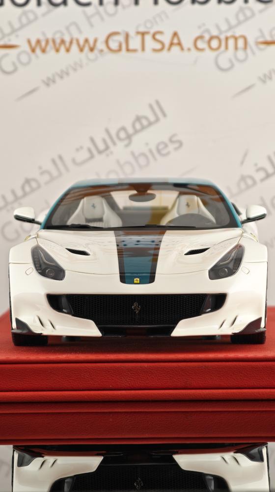 Ferrari F12 TDF Pearl White with Green Roof and Stripe 1:18 FC Models LIMITED 20 PCS